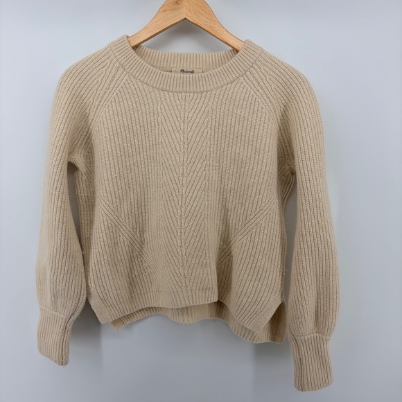 Madewell Resourced Cashmere Wool Blend Ribbed Sweater Beige Small - Picture 2 of 7